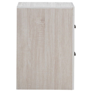English Elm Kingsley Coastal White Queen Bedroom Set with Slatted Headboard and Storage Drawers B2777S00738