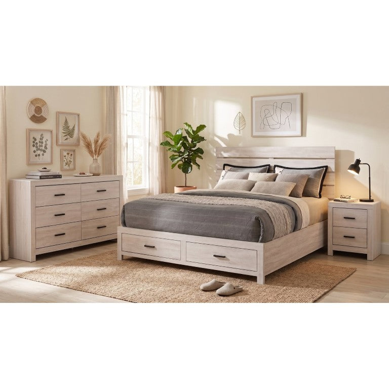 English Elm Kingsley Slatted Headboard Eastern King Bedroom Set in Airy Coastal White Finish B2777S00739
