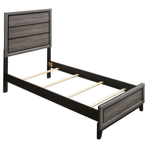 English Elm Wesley Grey Oak Twin Bedroom Set with Groove Detailing and Six Drawer Dresser B2777S00767