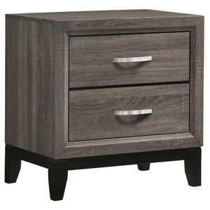 English Elm Wesley Grey Oak Twin Bedroom Set with Groove Detailing and Six Drawer Dresser B2777S00767