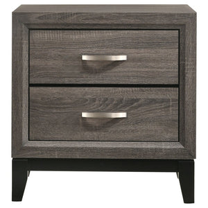 English Elm Wesley Grey Oak Twin Bedroom Set with Groove Detailing and Six Drawer Dresser B2777S00767