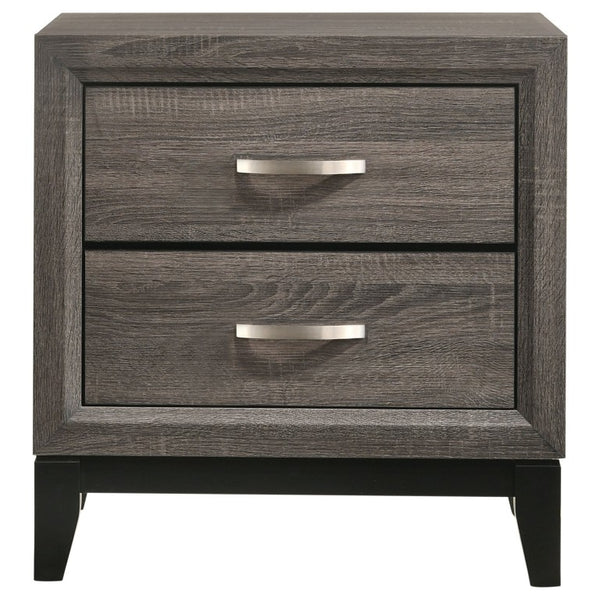 English Elm Wesley Grey Oak Twin Bedroom Set with Groove Detailing and Six Drawer Dresser B2777S00767