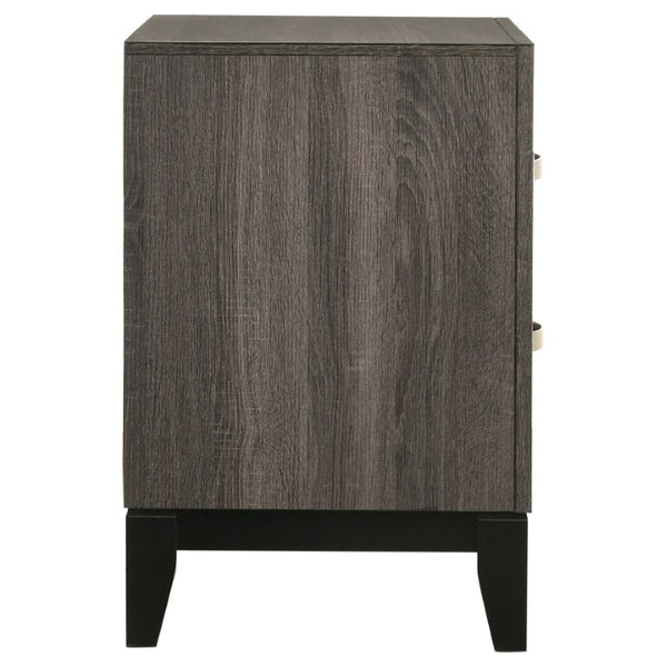 English Elm Wesley Grey Oak Twin Bedroom Set with Groove Detailing and Six Drawer Dresser B2777S00767