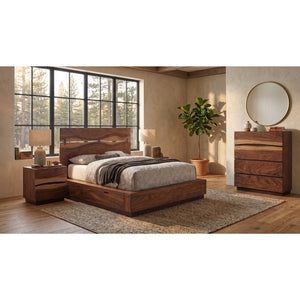 English Elm Winston Smokey Walnut Platform Bedroom Set with Live Edge Organic Artisan Craftsmanship B2777S00779