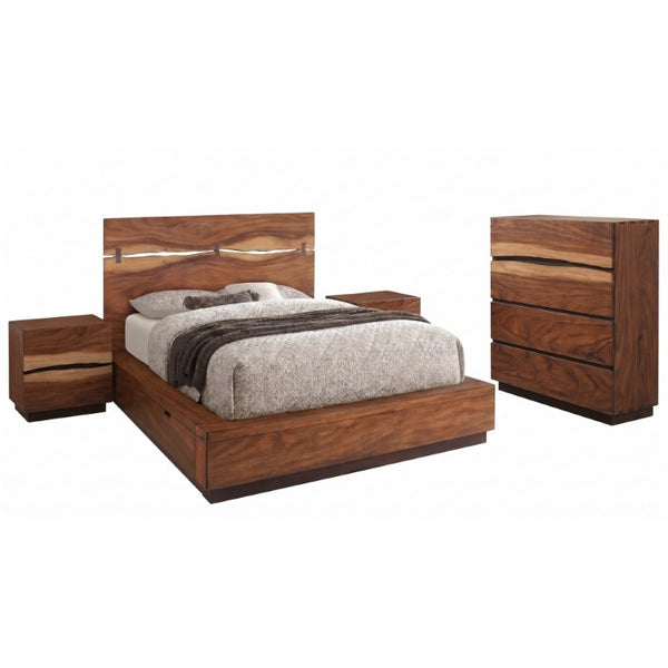 English Elm Winston Smokey Walnut Platform Bedroom Set with Live Edge Organic Artisan Craftsmanship B2777S00779