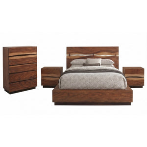 English Elm Winston Smokey Walnut Platform Bedroom Set with Live Edge Organic Artisan Craftsmanship B2777S00779