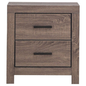 English Elm Camden Barrel Oak King Bedroom Set with Storage Bed Dresser Mirror and Nightstands B2777S00793