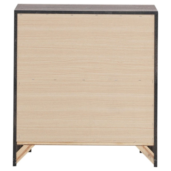 English Elm Camden Barrel Oak King Bedroom Set with Storage Bed Dresser Mirror and Nightstands B2777S00793