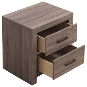 English Elm Camden Barrel Oak King Bedroom Set with Storage Bed Dresser Mirror and Nightstands B2777S00793