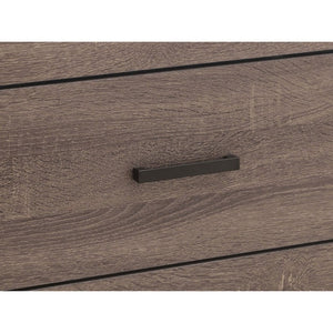 English Elm Camden Barrel Oak King Bedroom Set with Storage Bed Dresser Mirror and Nightstands B2777S00793