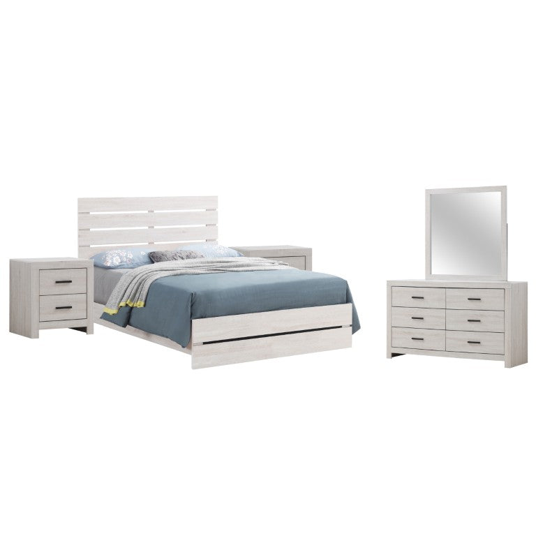 English Elm Camden Coastal White Queen Platform Bed Set with Dresser Nightstands and Mirror B2777S00794