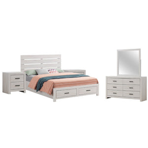 English Elm Camden Slatted Platform Queen Bedroom Set with Footboard Storage and White Finish B2777S00796