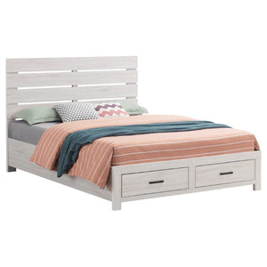 English Elm Camden Slatted Platform Queen Bedroom Set with Footboard Storage and White Finish B2777S00796