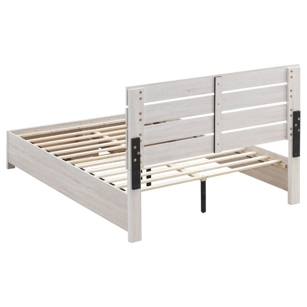 English Elm Camden Slatted Platform Queen Bedroom Set with Footboard Storage and White Finish B2777S00796