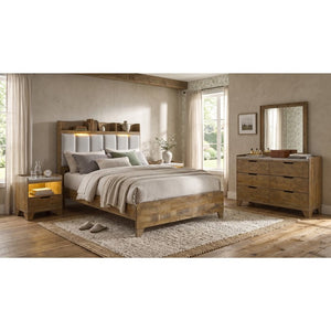 English Elm Millbrook Queen Bedroom Set with Bookcase Headboard Oak Grain Finish and USB Charging B2777S00821