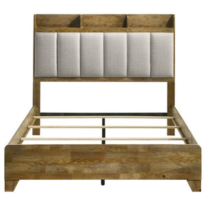 English Elm Millbrook Queen Bedroom Set with Bookcase Headboard Oak Grain Finish and USB Charging B2777S00821
