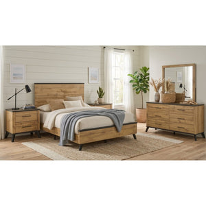 English Elm Pinehurst Queen Bedroom Set Mid-Century Modern Panel Bed with Dresser and Nightstands B2777S00831