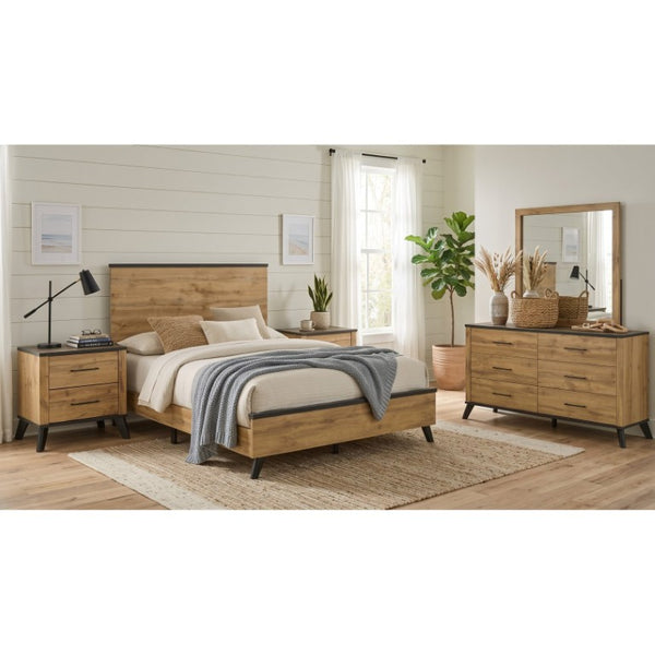 English Elm Pinehurst Queen Bedroom Set Mid-Century Modern Panel Bed with Dresser and Nightstands B2777S00831