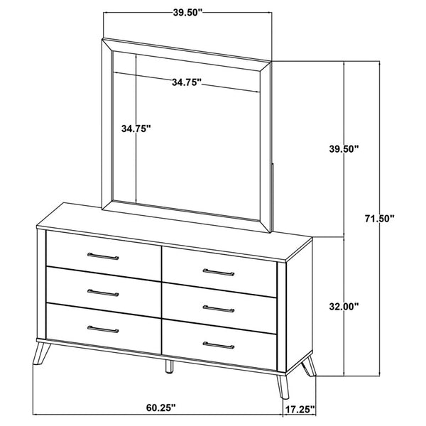 English Elm Pinehurst Queen Bedroom Set Mid-Century Modern Panel Bed with Dresser and Nightstands B2777S00831