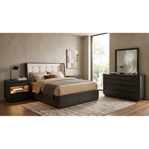 English Elm Blackstone Five Piece Eastern King Bedroom Set with Wingback Upholstered Tufted Headboard B2777S00837