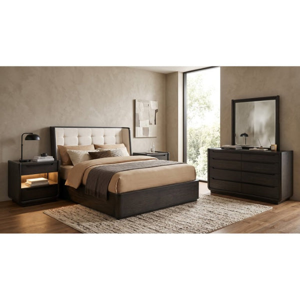 English Elm Blackstone Five Piece Eastern King Bedroom Set with Wingback Upholstered Tufted Headboard B2777S00837