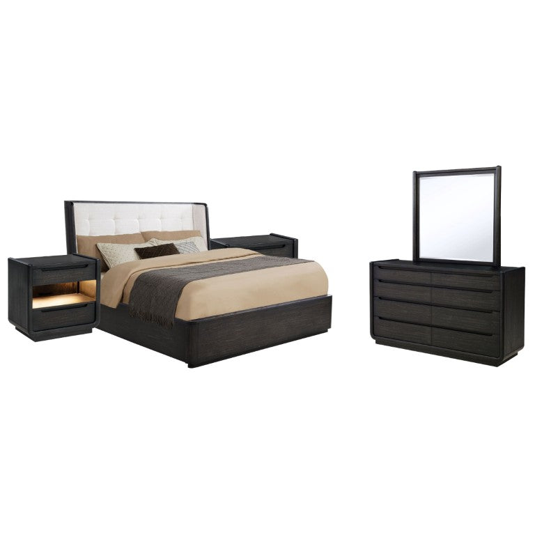 English Elm Blackstone Five Piece Eastern King Bedroom Set with Wingback Upholstered Tufted Headboard B2777S00837