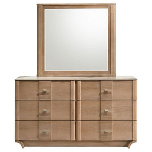 English Elm Meridian Queen Bedroom Set with LED Headboard Sintered Stone and Light Oak Finish B2777S00838