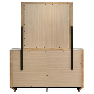 English Elm Meridian Queen Bedroom Set with LED Headboard Sintered Stone and Light Oak Finish B2777S00838