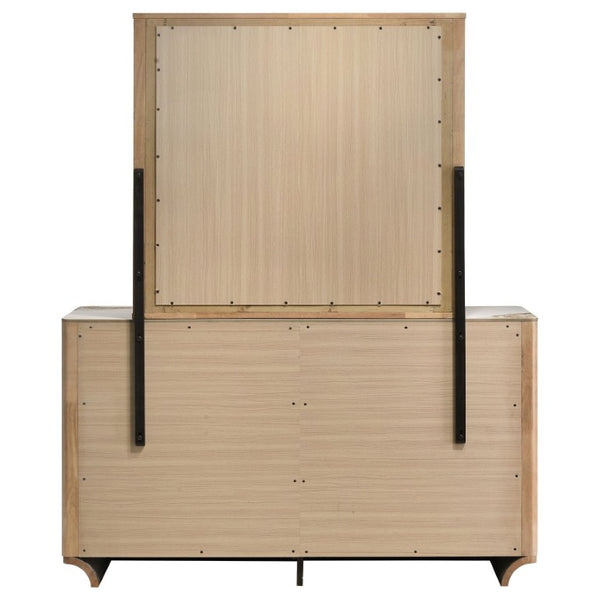 English Elm Meridian Queen Bedroom Set with LED Headboard Sintered Stone and Light Oak Finish B2777S00838