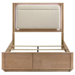 English Elm Meridian Queen Bedroom Set with LED Headboard Sintered Stone and Light Oak Finish B2777S00838