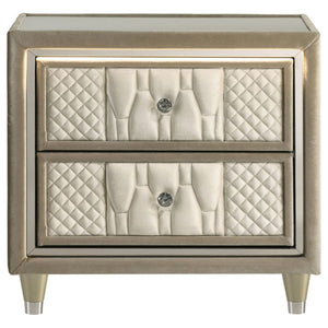English Elm Velmont Queen Bedroom Set with Velvet Wingback Bed LED Lighting and Crystal Knobs B2777S00841