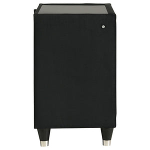 English Elm Velmont Black Velvet Eastern King Bedroom Set with LED Lighting and Crystal Knobs B2777S00846