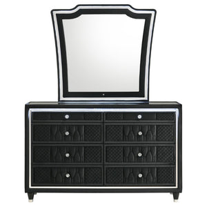 English Elm Velmont Black Velvet Eastern King Bedroom Set with LED Lighting and Crystal Knobs B2777S00846