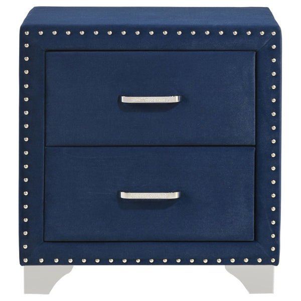 English Elm Windermere Queen Bedroom Set Velvet Wingback Tufted Headboard with Chrome Nailhead Trim B2777S00856