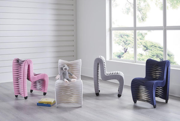 Phillips Collection Seat Belt Kids Chair Braided Nylon Woven Architectural Accent for Playroom Nursery Navy B3061NB