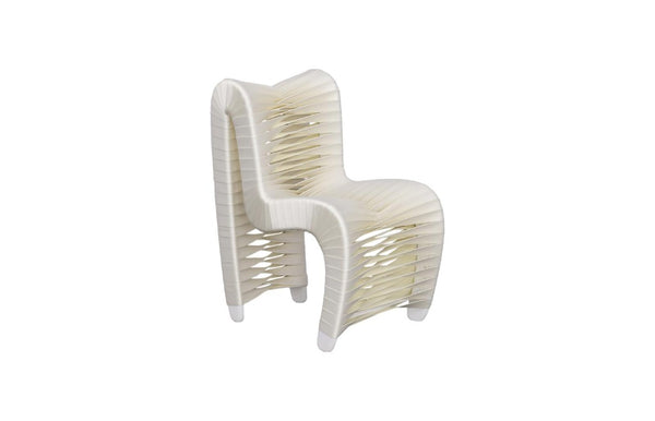 Phillips Collection Seat Belt Kids Chair Braided Nylon Woven Architectural Accent for Playroom Nursery White B3061WZ