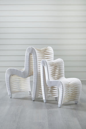 Phillips Collection Seat Belt Kids Chair Braided Nylon Woven Architectural Accent for Playroom Nursery White B3061WZ