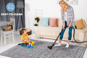 English Elm Loom and Luxe Oriental Area Rug Machine Woven Stain Resistant for Living Dining Spaces Ivory+Grey B335P289401