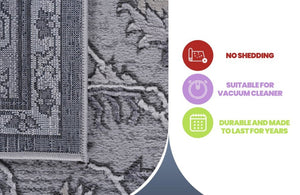 English Elm Loom and Luxe Oriental Area Rug Machine Woven Stain Resistant for Living Dining Spaces Ivory+Grey B335P289401
