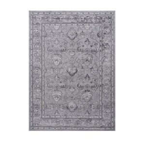 English Elm Loom and Luxe Oriental Grey Synthetic Area Rug Stain Resistant Low Pile for Any Room B335P289404