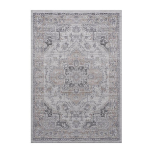 English Elm Loom and Luxe Oriental Area Rug Stain Resistant Ivory Beige Woven Living Room B335P289423