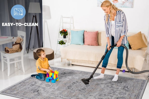 English Elm Loom and Luxe Oriental Area Rug Machine Woven Stain Resistant for Living Dining Spaces Ivory B335P289424