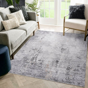 English Elm Loom and Luxe Oriental Machine Woven Stain Resistant Synthetic Loop Pile Area Rug Ivory+Taupe B335P289430