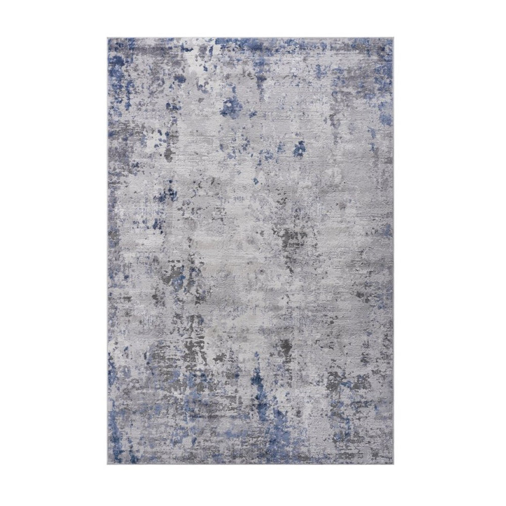 English Elm Loom and Luxe Abstract Silver Blue Synthetic Area Rug Stain Resistant for Living Rooms B335P289433