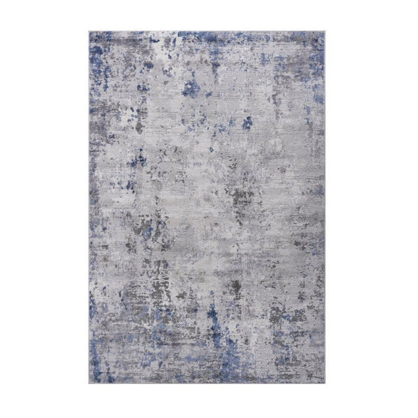 English Elm Loom and Luxe Abstract Silver Blue Synthetic Area Rug Stain Resistant for Living Rooms B335P289433