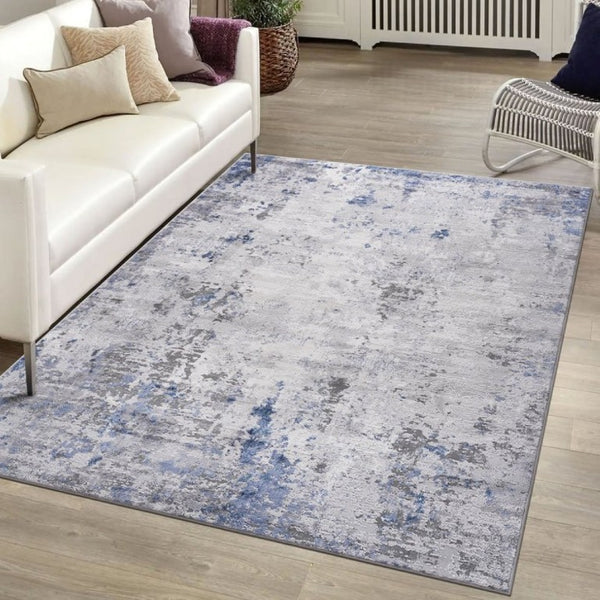 English Elm Loom and Luxe Oriental Machine Woven Stain Resistant Synthetic Loop Pile Area Rug Silver B335P289435