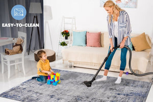 English Elm Loom and Luxe Oriental Machine Woven Stain Resistant Synthetic Loop Pile Area Rug Silver B335P289435