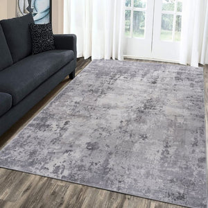 English Elm Loom and Luxe Oriental Machine Woven Stain Resistant Synthetic Loop Pile Area Rug Light Grey B335P289440
