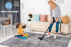 English Elm Loom and Luxe Oriental Machine Woven Stain Resistant Synthetic Loop Pile Area Rug Light Grey B335P289440