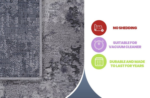 English Elm Loom and Luxe Oriental Machine Woven Stain Resistant Synthetic Loop Pile Area Rug Light Grey B335P289440
